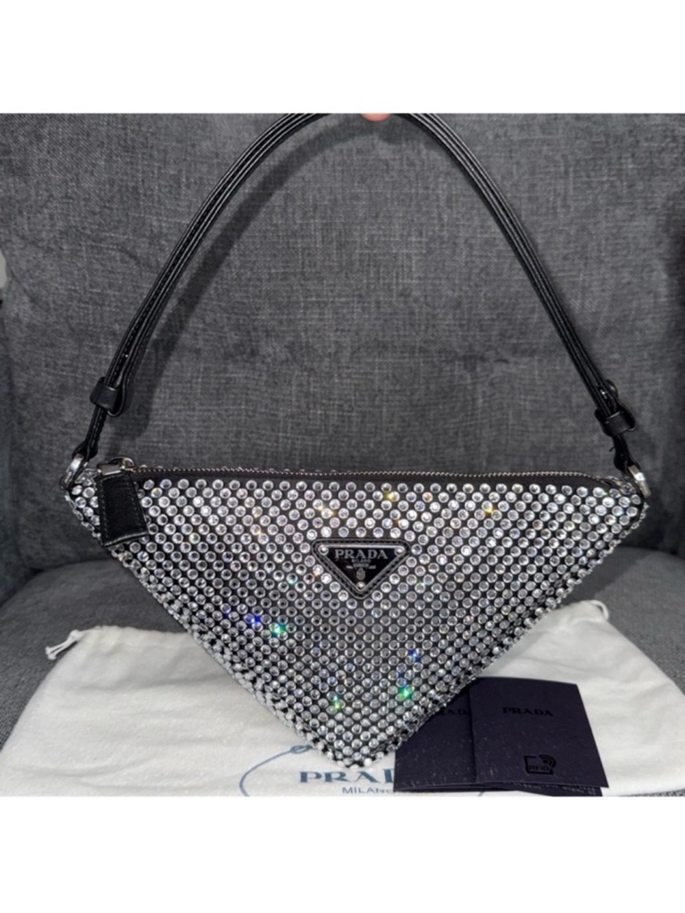 PRADA crystal Triangle shoulder bag